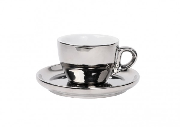 Coffee Cup and Saucer Silver 160 ml 6/box