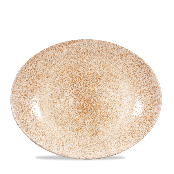 Raku Garnet Orange Orbit Oval Coupe Plate 12.5" 12/box