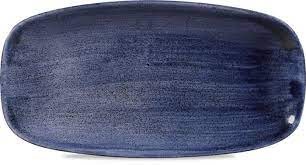 Churchill STONECAST Patina Cobalt Blue Chef Oblong Plate Platt Porzellan 35x20cm 