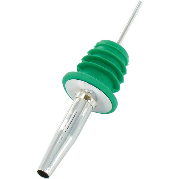 Metal Pourer with soft rubber cork green 12/box