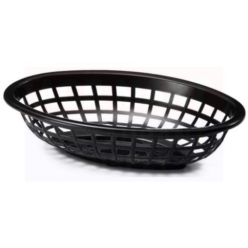 Side Order Oval Plastic Basket Black 36/box