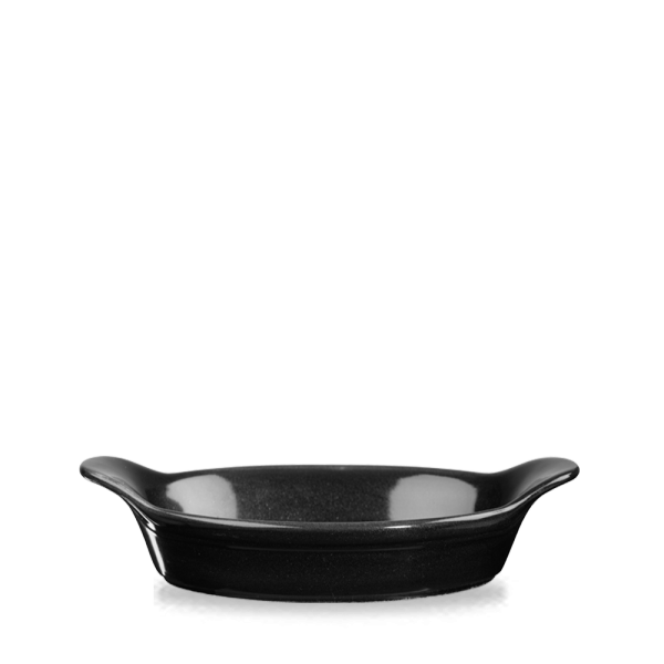 Metallic Black Large Round Eared Dish 7.125" 6/box