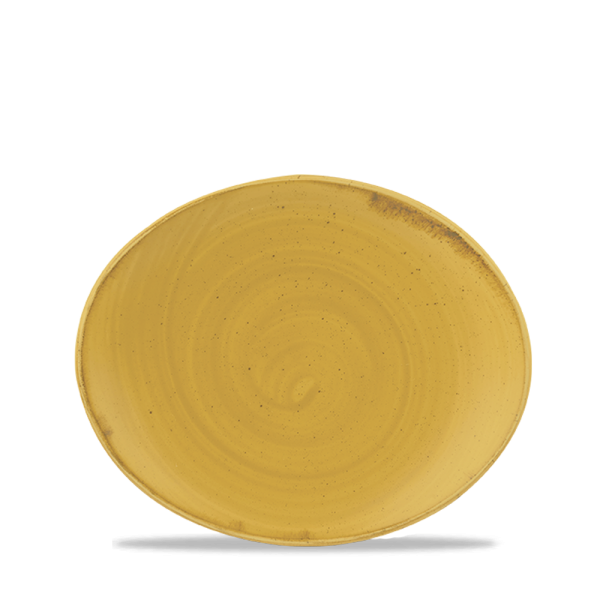 Stonecast Mustard Orbit Oval Coupe Plate 7.75" 12/box