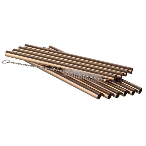 Metal Straw Copper 150*8 mm 10 straws + brush