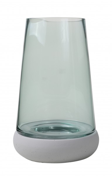 Glass Lantern With Cement Base, Small