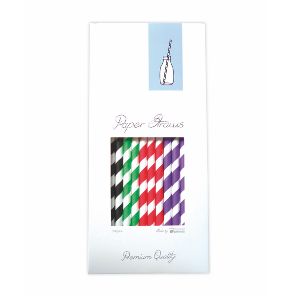 Paperstraw mixed colours 8*255 mm 100/box