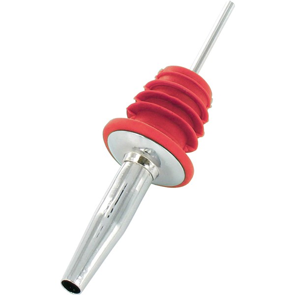 Metal Pourer with soft rubber cork red 12/box