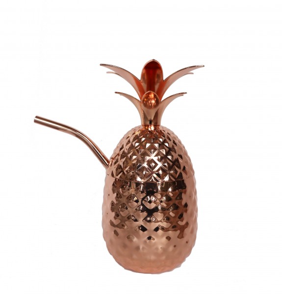 Metal pineapple with straw Copper 455 ml